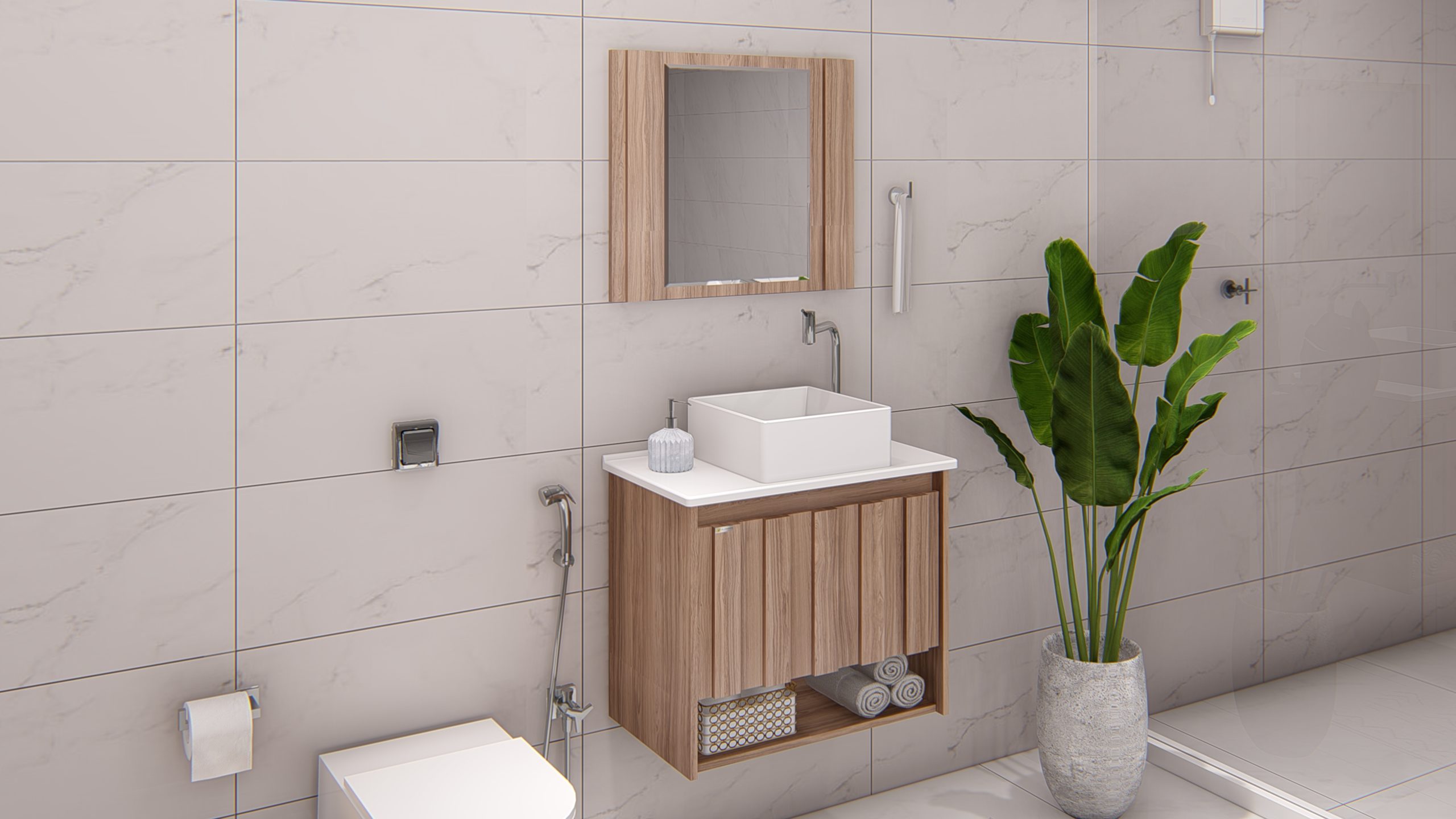 ARMÁRIO KIT TREVISO C/ PIA QUINTO 63,00cm A. J. Rorato